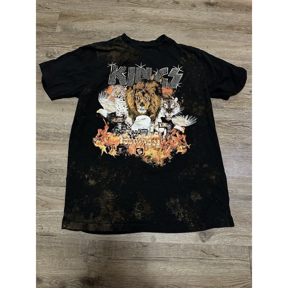 Southpole Black T-Shirt Mens Sz L Kingz Of The Jungle‎ Animal Prints with Stones